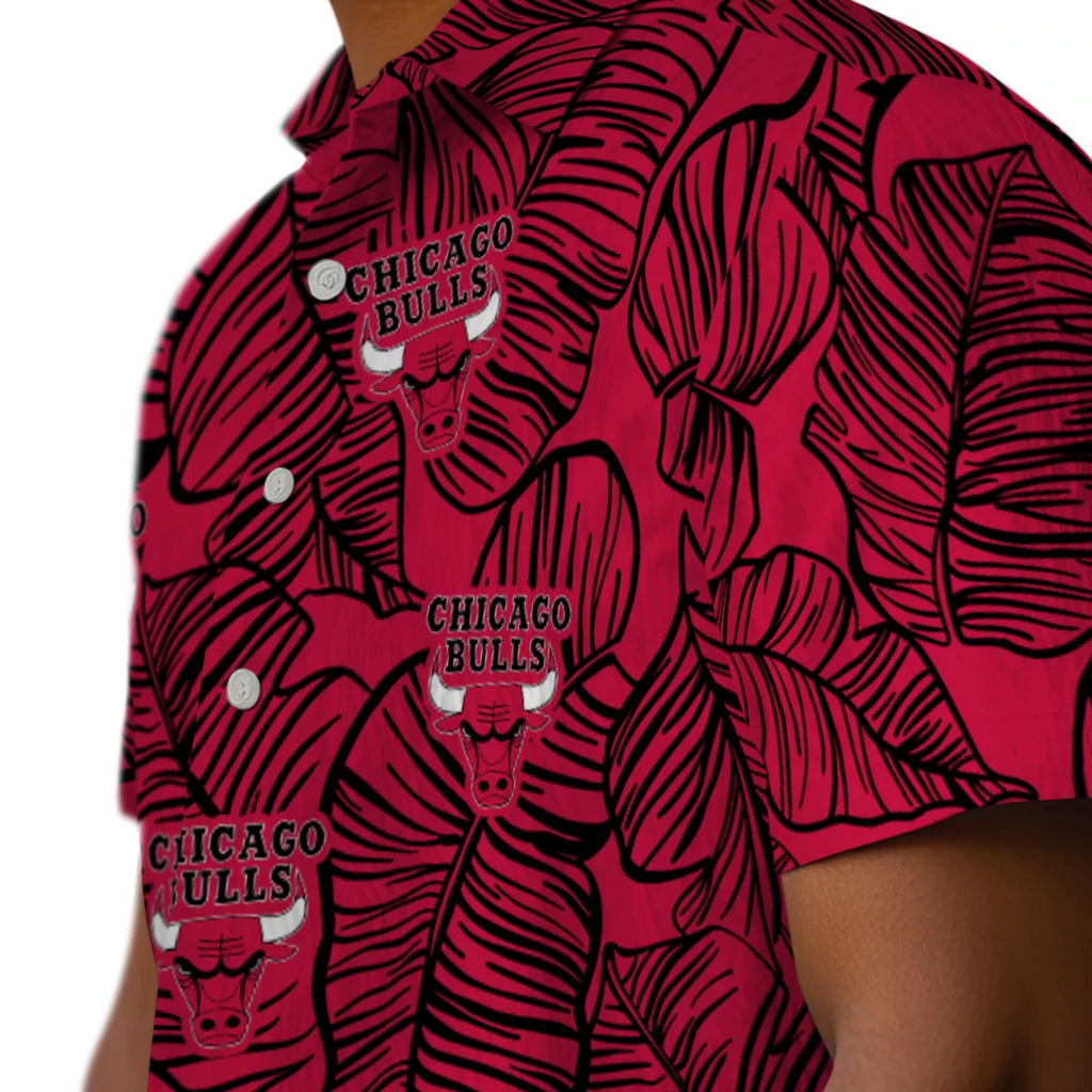 Chicago Bulls Hawaiian Shirt - Leaf Outline chicago bulls leaf outline red hawaiian shirts trendy