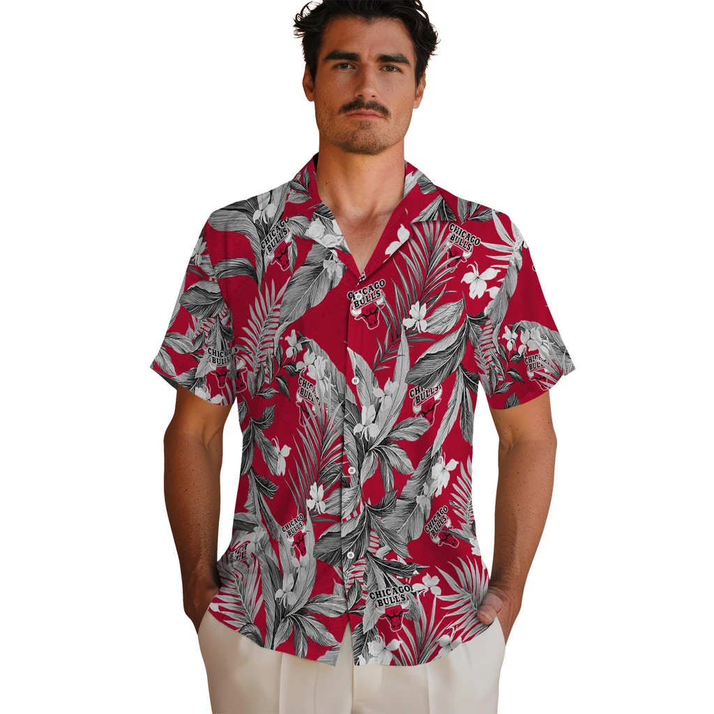 Chicago Bulls Hawaiian Shirt - Palm Leaves chicago bulls palm leaves red hawaiian shirts fashion forward