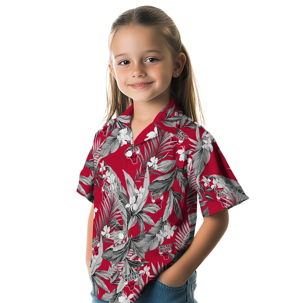 Chicago Bulls Hawaiian Shirt - Palm Leaves chicago bulls palm leaves red hawaiian shirts premium grade