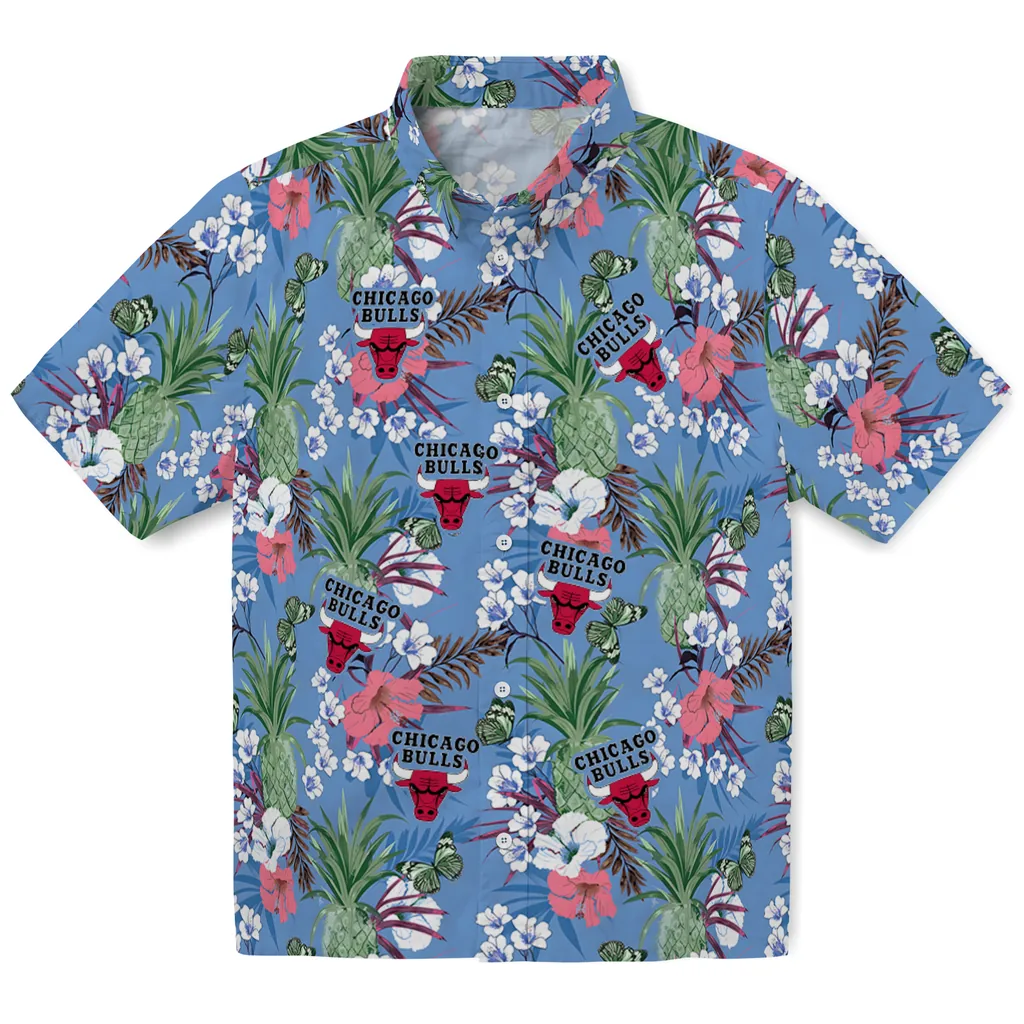 Chicago Bulls Hawaiian Shirt - Pineapple Bouquet chicago bulls pineapple bouquet best sky blue hawaiian shirts best selling