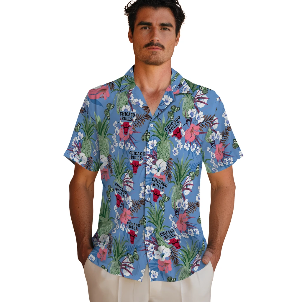 Chicago Bulls Hawaiian Shirt - Pineapple Bouquet chicago bulls pineapple bouquet best sky blue hawaiian shirts fashion forward