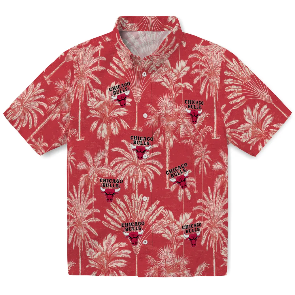 Chicago Bulls Hawaiian Shirt - Vintage Palm Tree chicago bulls palm shadows red hawaiian shirts best selling