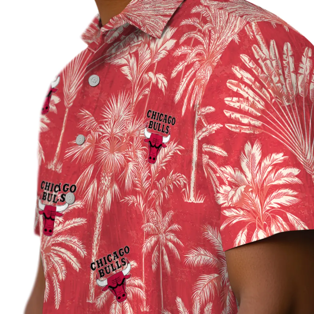 Chicago Bulls Hawaiian Shirt - Vintage Palm Tree chicago bulls palm shadows red hawaiian shirts trendy