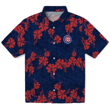 chicago cubs hibiscus petals blue hawaiian shirts best selling
