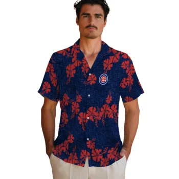chicago cubs hibiscus petals blue hawaiian shirts fashion forward