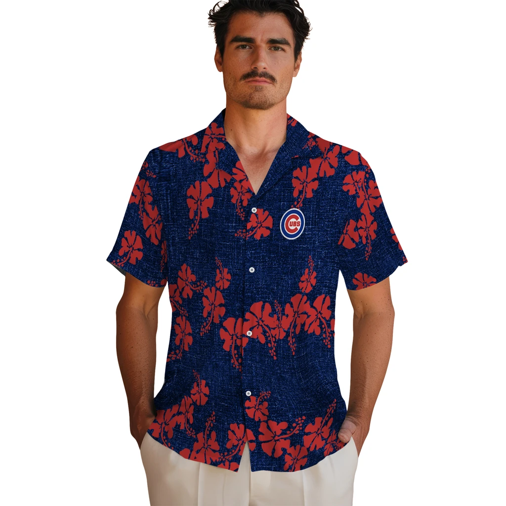 Chicago Cubs Hawaiian Shirt - 50th State Flower chicago cubs hibiscus petals blue hawaiian shirts fashion forward