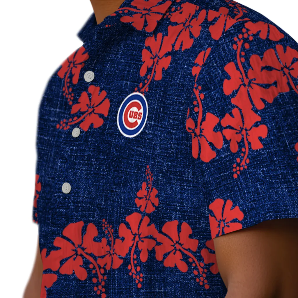 Chicago Cubs Hawaiian Shirt - 50th State Flower chicago cubs hibiscus petals blue hawaiian shirts trendy