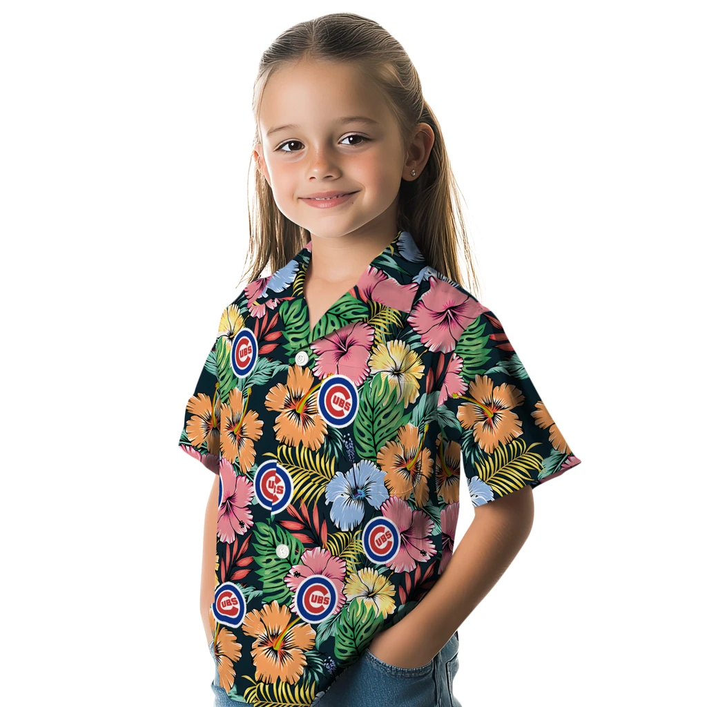 Chicago Cubs Hawaiian Shirt - Brilliant Hibiscus Garden chicago cubs brilliant hibiscus garden hawaiian shirts premium grade