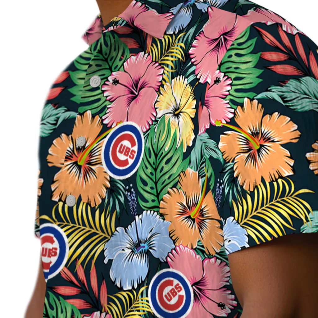 Chicago Cubs Hawaiian Shirt - Brilliant Hibiscus Garden chicago cubs brilliant hibiscus garden hawaiian shirts trendy