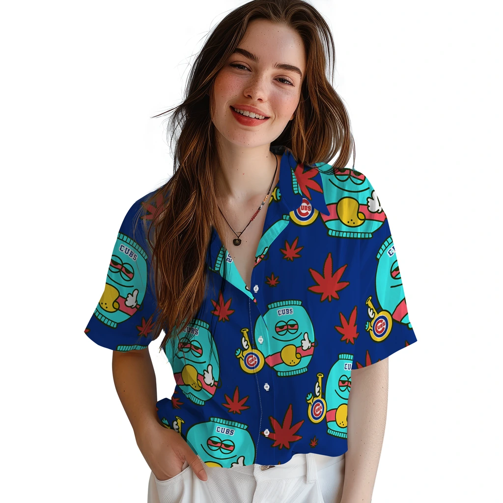 Chicago Cubs Hawaiian Shirt - Chill Vibe chicago cubs bong smile blue hawaiian shirts latest model