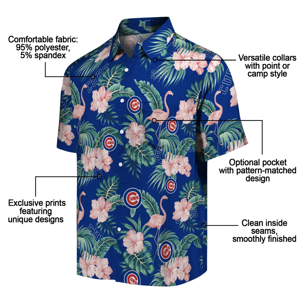 Chicago Cubs Hawaiian Shirt - Flamingo and Hibiscus chicago cubs flamingo palms blue hawaiian shirts new arrival