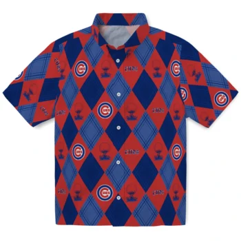 chicago cubs balloon plaid blue hawaiian shirts best selling