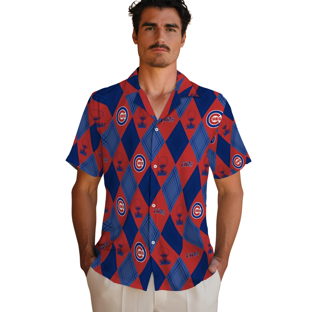 Chicago Cubs Hawaiian Shirt - Golfing Plaid chicago cubs balloon plaid blue hawaiian shirts fashion forward