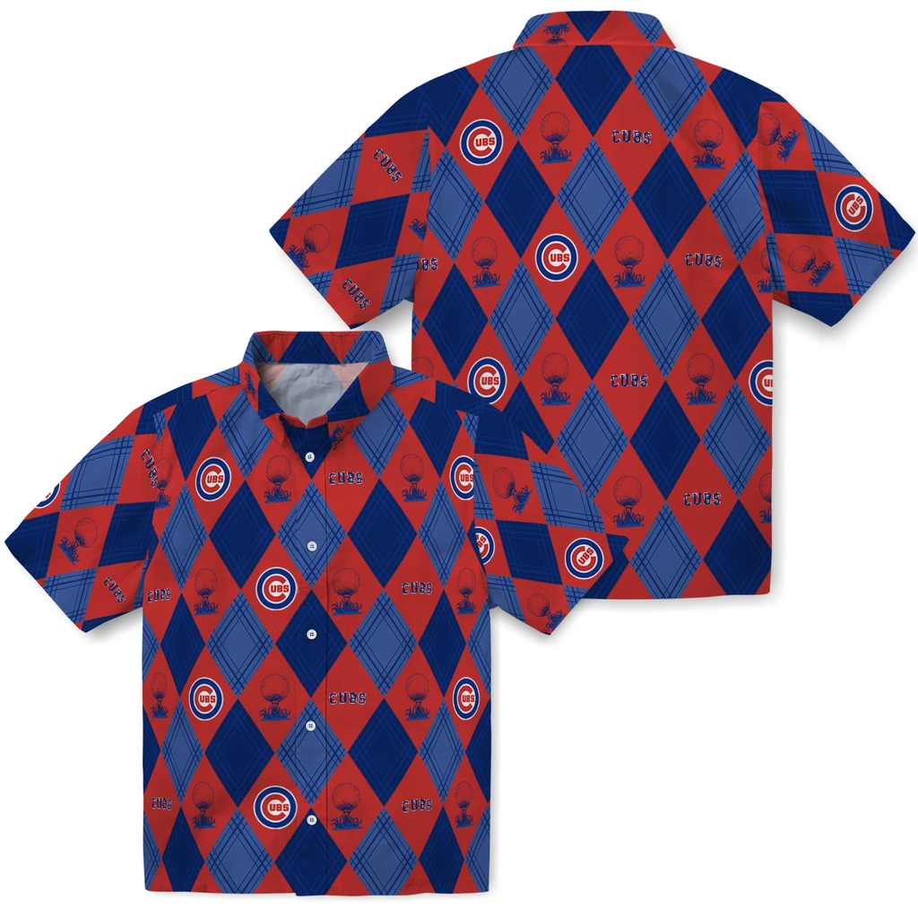 Chicago Cubs Hawaiian Shirt - Golfing Plaid chicago cubs balloon plaid blue hawaiian shirts high quality