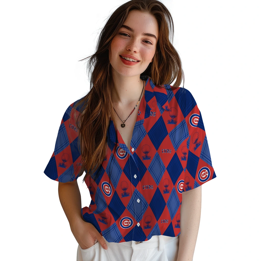 Chicago Cubs Hawaiian Shirt - Golfing Plaid chicago cubs balloon plaid blue hawaiian shirts latest model