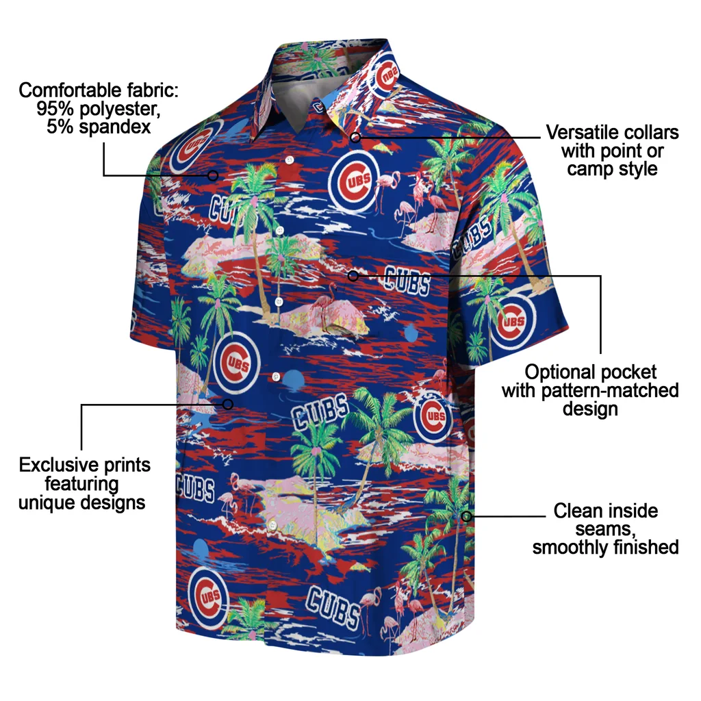 Chicago Cubs Hawaiian Shirt - Hawaii Island chicago cubs flamingo retreat blue hawaiian shirts new arrival