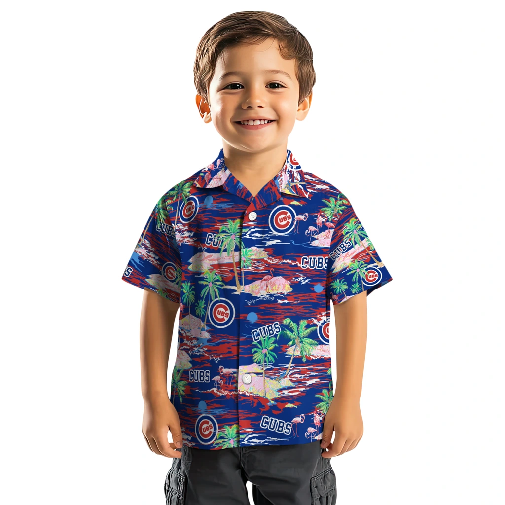 Chicago Cubs Hawaiian Shirt - Hawaii Island chicago cubs flamingo retreat blue hawaiian shirts top rated