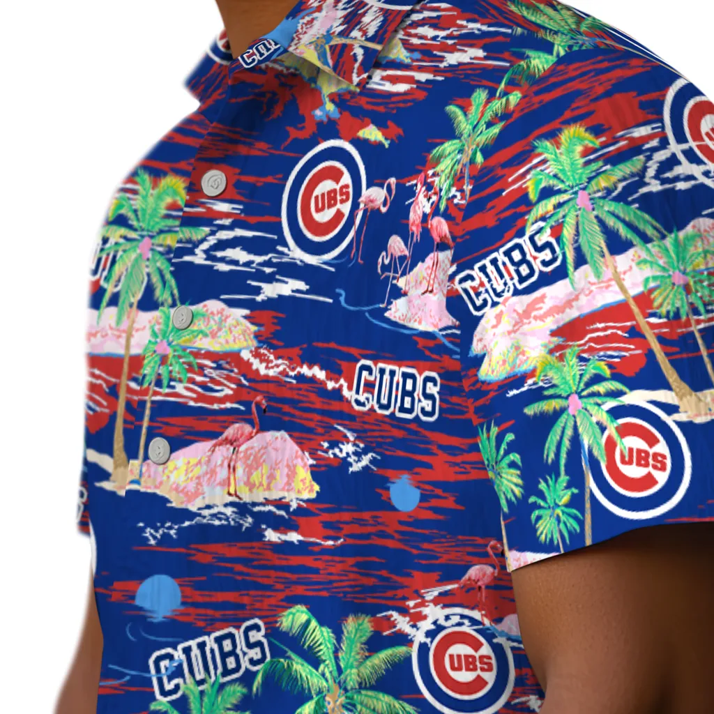 Chicago Cubs Hawaiian Shirt - Hawaii Island chicago cubs flamingo retreat blue hawaiian shirts trendy
