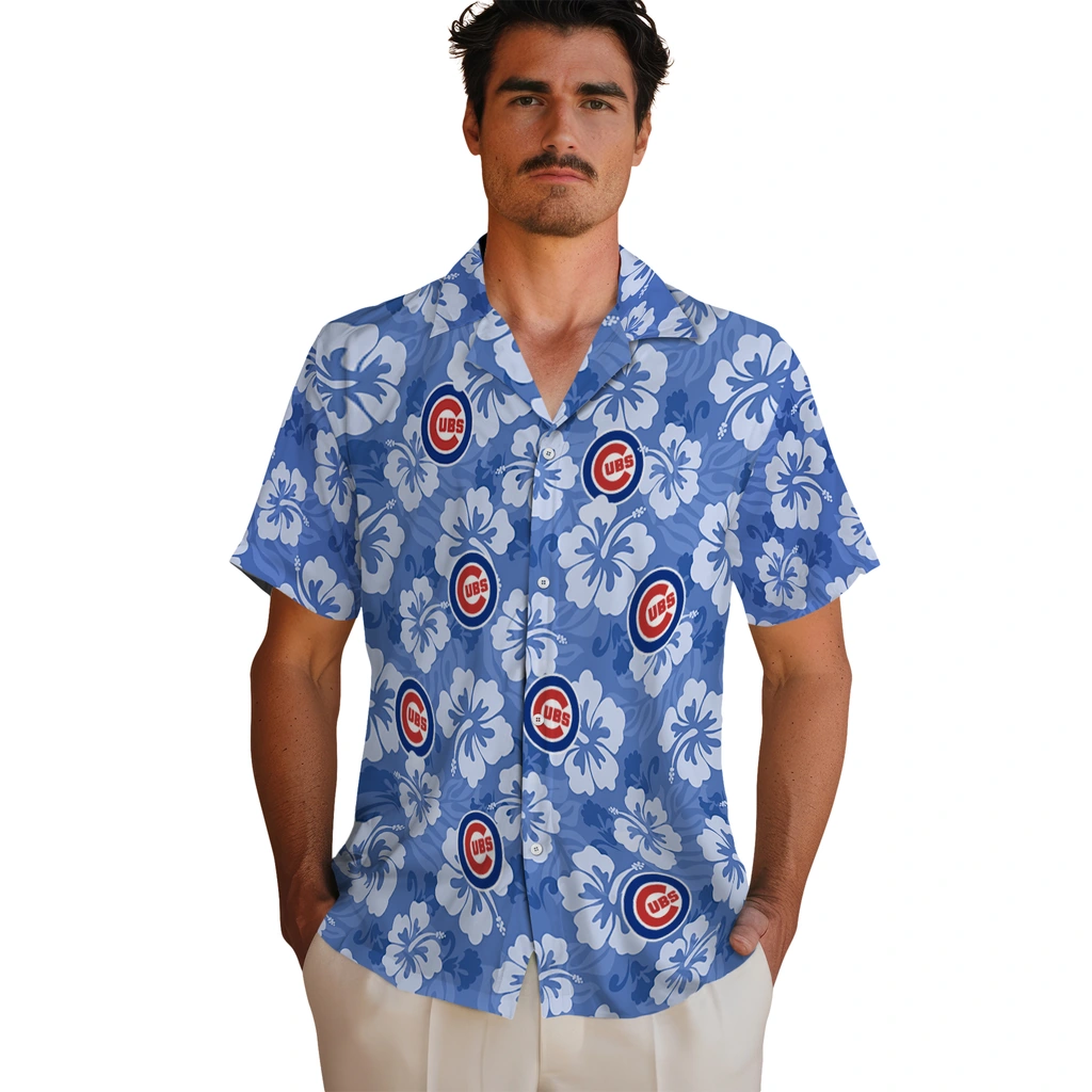 Chicago Cubs Hawaiian Shirt - Hibiscus Cluster chicago cubs hibiscus cluster blue hawaiian shirts fashion forward