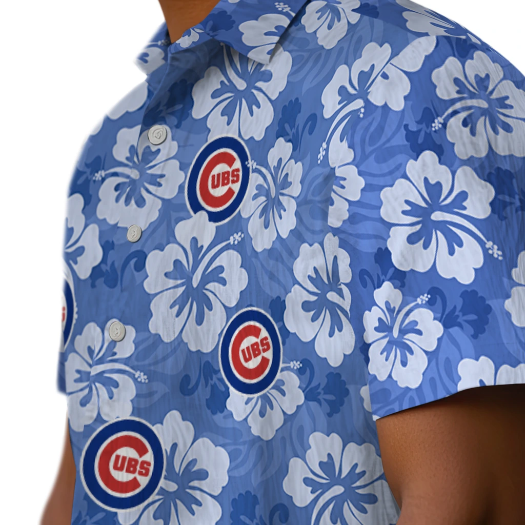 Chicago Cubs Hawaiian Shirt - Hibiscus Cluster chicago cubs hibiscus cluster blue hawaiian shirts trendy