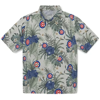 chicago cubs hibiscus designs beige hawaiian shirts best selling