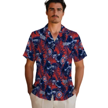 chicago cubs hibiscus exotic blue hawaiian shirts fashion forward