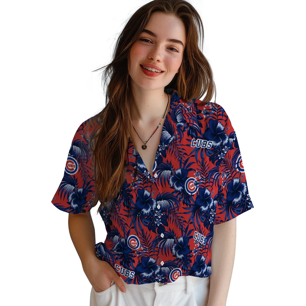 Chicago Cubs Hawaiian Shirt - Hibiscus Exotic chicago cubs hibiscus exotic blue hawaiian shirts latest model
