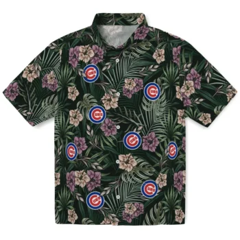 chicago cubs hibiscus leaves pattern green hawaiian shirts best selling