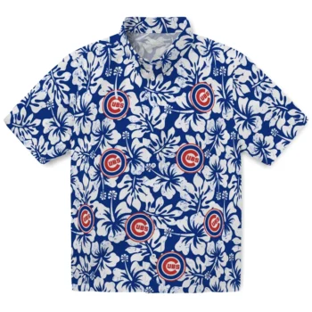 chicago cubs hibiscus motif blue white hawaiian shirts best selling