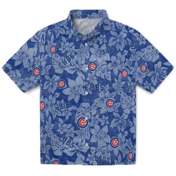 chicago cubs hibiscus oasis blue hawaiian shirts best selling