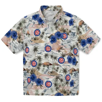 chicago cubs hibiscus seaside white hawaiian shirts best selling