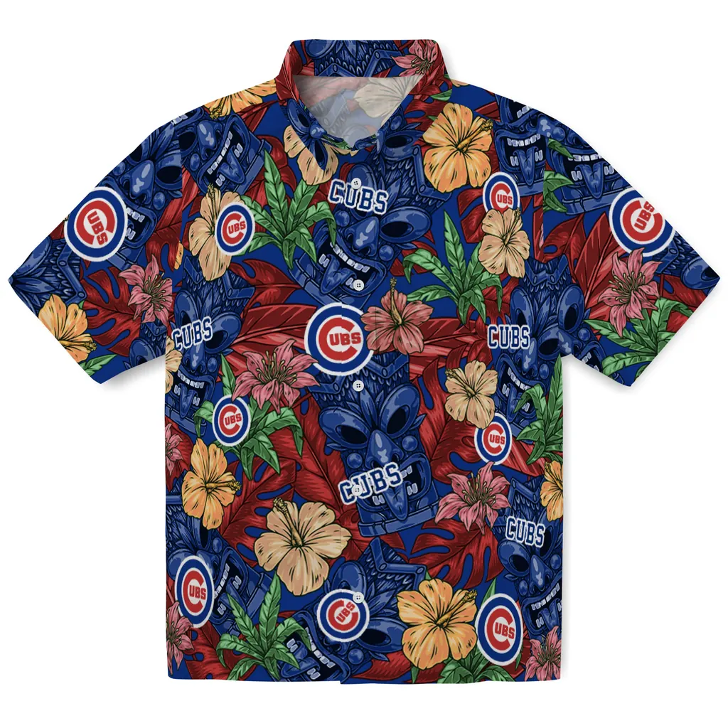 Chicago Cubs Hawaiian Shirt - Hibiscus Tiki Jungle chicago cubs tiki jungle blue hawaiian shirts best selling