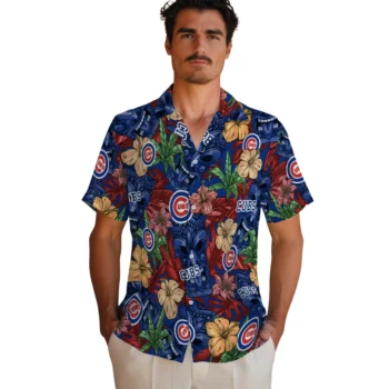 chicago cubs tiki jungle blue hawaiian shirts fashion forward