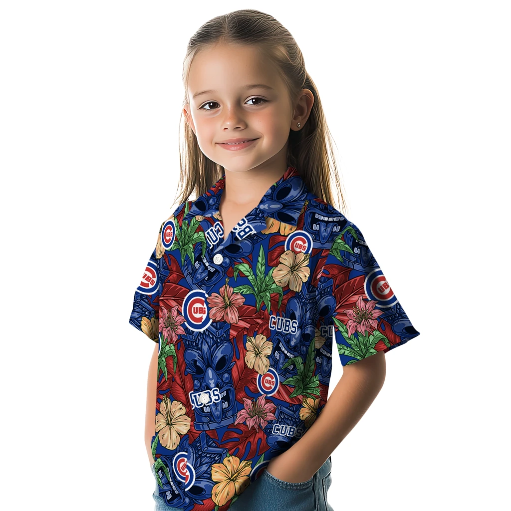Chicago Cubs Hawaiian Shirt - Hibiscus Tiki Jungle chicago cubs tiki jungle blue hawaiian shirts premium grade