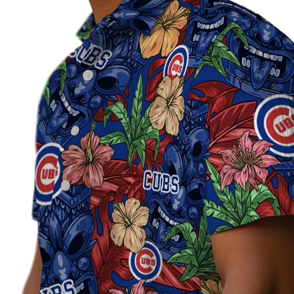 Chicago Cubs Hawaiian Shirt - Hibiscus Tiki Jungle chicago cubs tiki jungle blue hawaiian shirts trendy