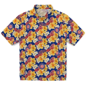 chicago cubs hibiscus tropics blue yellow hawaiian shirts best selling
