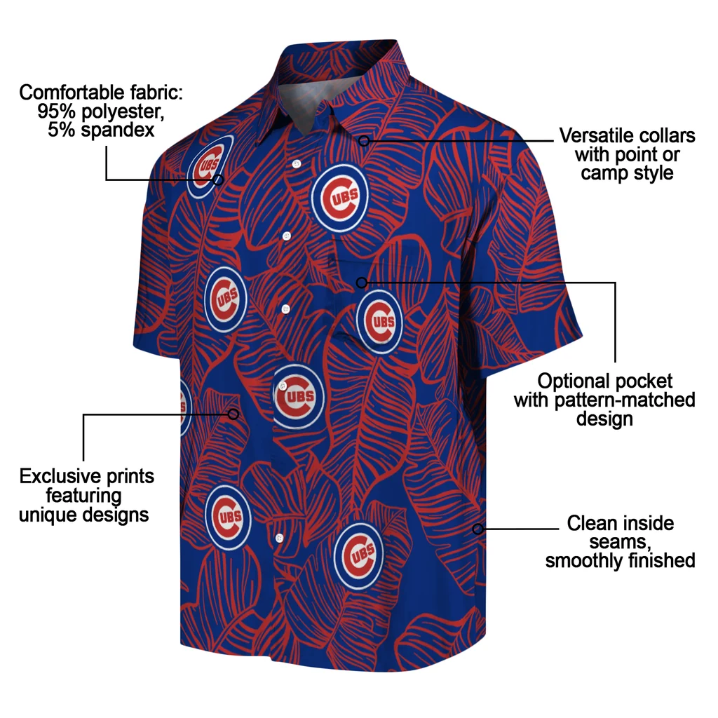 Chicago Cubs Hawaiian Shirt - Leaf Outline chicago cubs leaf outline blue hawaiian shirts new arrival
