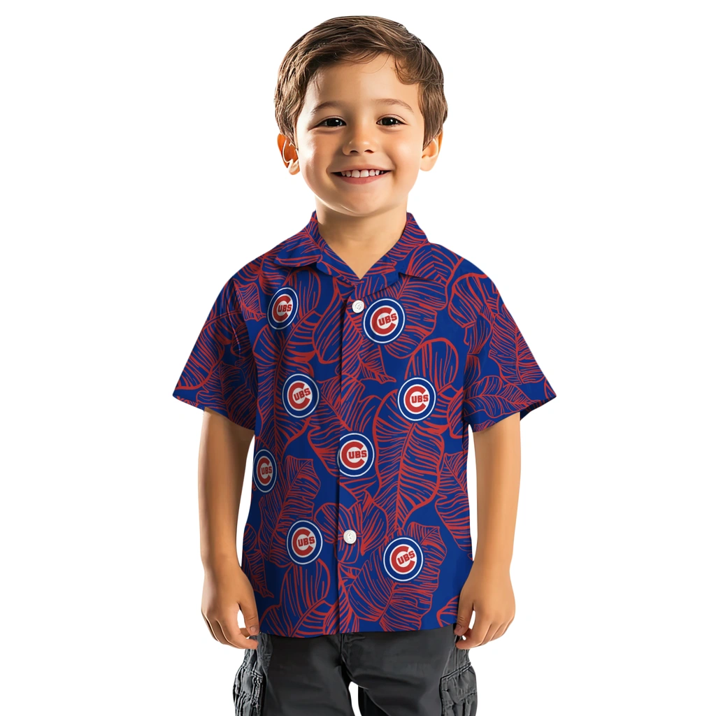 Chicago Cubs Hawaiian Shirt - Leaf Outline chicago cubs leaf outline blue hawaiian shirts top rated