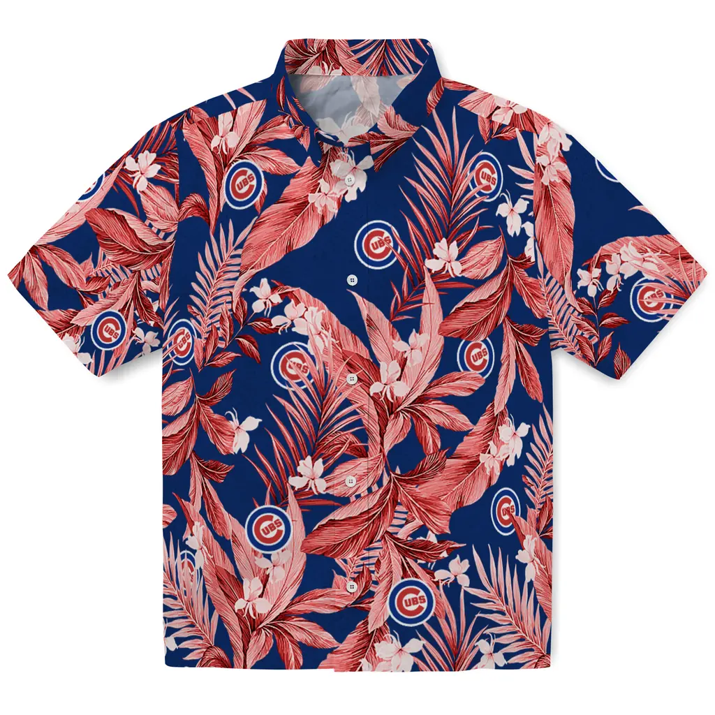 Chicago Cubs Hawaiian Shirt - Palm Leaves chicago cubs palm leaves blue hawaiian shirts best selling