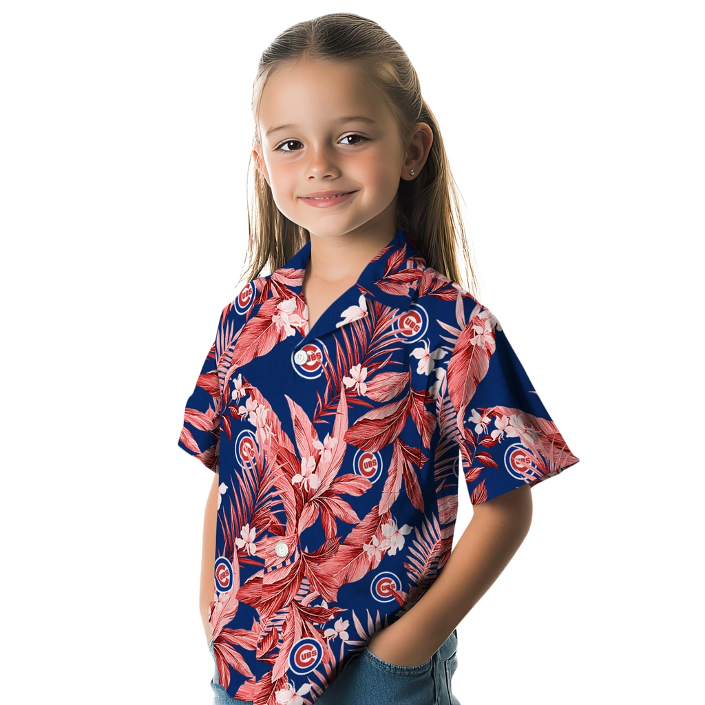 Chicago Cubs Hawaiian Shirt - Palm Leaves chicago cubs palm leaves blue hawaiian shirts premium grade