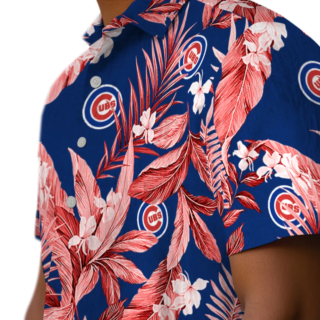 Chicago Cubs Hawaiian Shirt - Palm Leaves chicago cubs palm leaves blue hawaiian shirts trendy