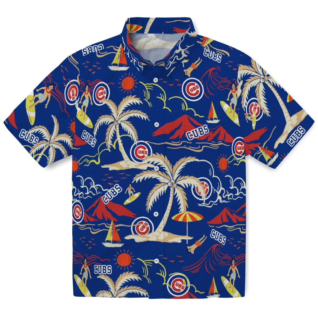 Chicago Cubs Hawaiian Shirt - Palm Tree Island chicago cubs palm tree island blue hawaiian shirts best selling