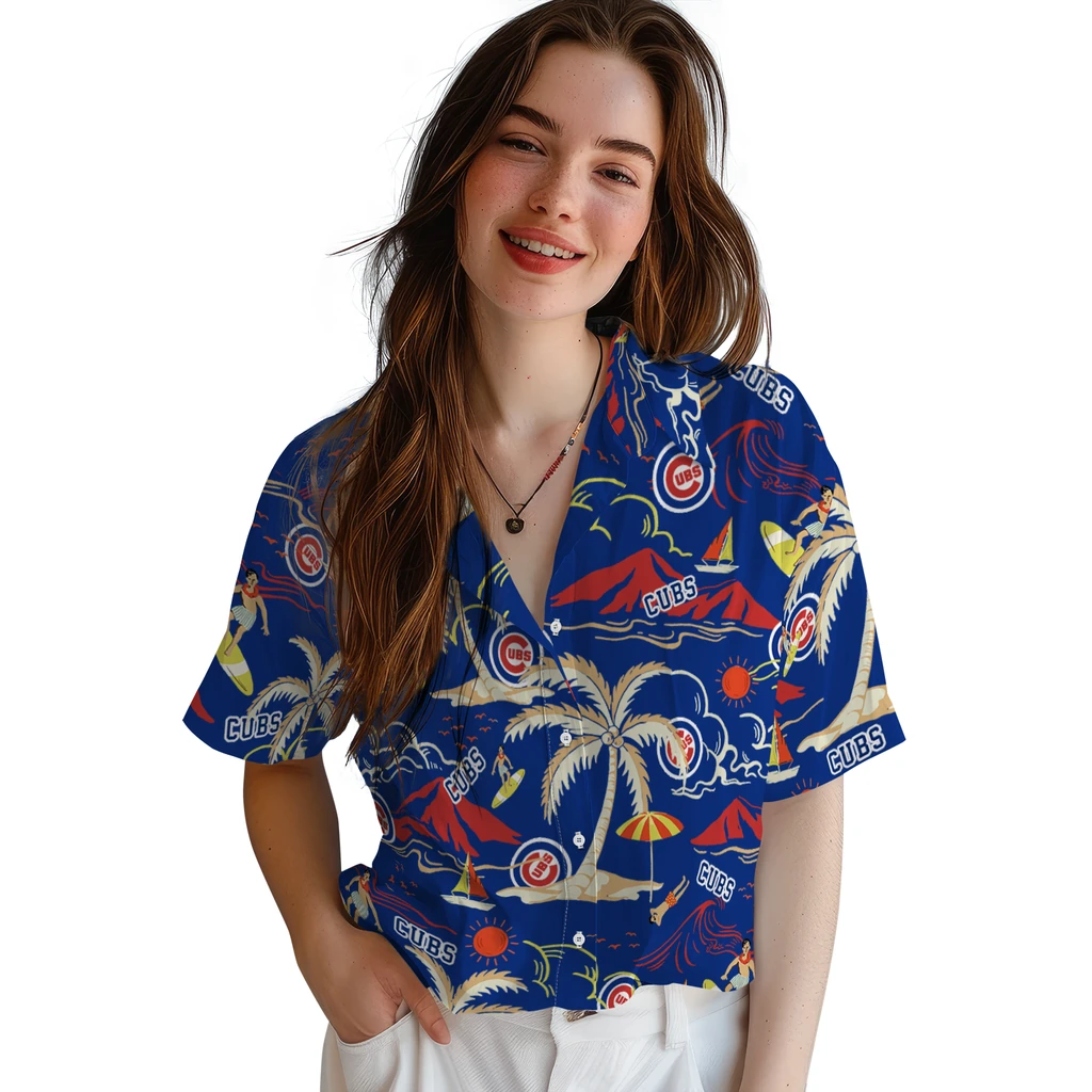 Chicago Cubs Hawaiian Shirt - Palm Tree Island chicago cubs palm tree island blue hawaiian shirts latest model