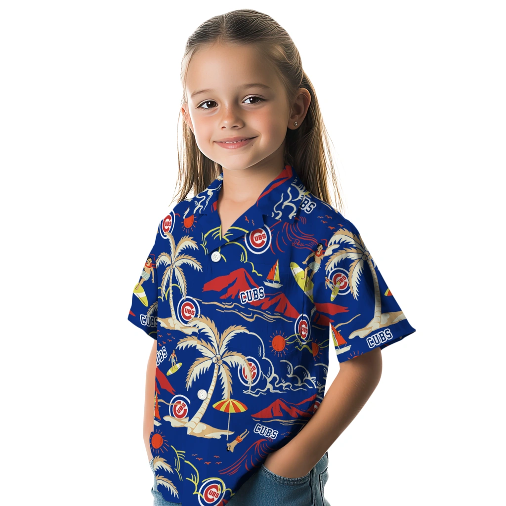Chicago Cubs Hawaiian Shirt - Palm Tree Island chicago cubs palm tree island blue hawaiian shirts premium grade