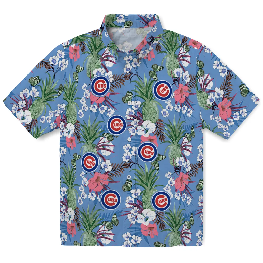 Chicago Cubs Hawaiian Shirt - Pineapple Bouquet chicago cubs pineapple bouquet best sky blue hawaiian shirts best selling