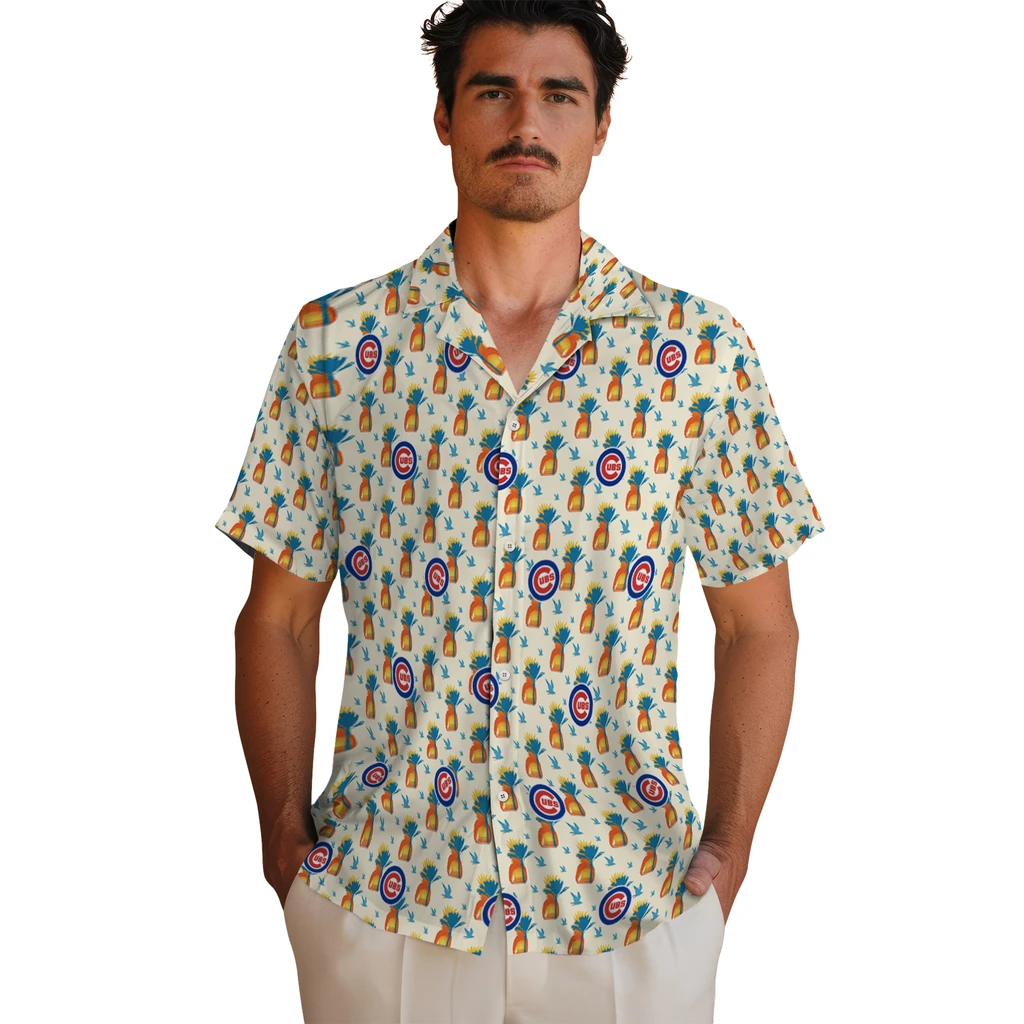 Chicago Cubs Hawaiian Shirt - Pineapple Delight chicago cubs pineapple delight beige hawaiian shirts fashion forward