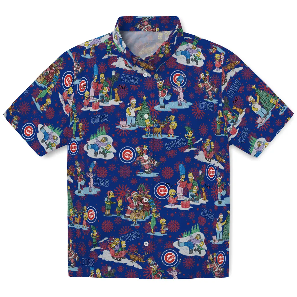 Chicago Cubs Hawaiian Shirt - Simpsons Christmas chicago cubs simpsons christmas blue hawaiian shirts best selling