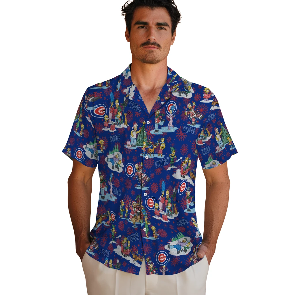 Chicago Cubs Hawaiian Shirt - Simpsons Christmas chicago cubs simpsons christmas blue hawaiian shirts fashion forward