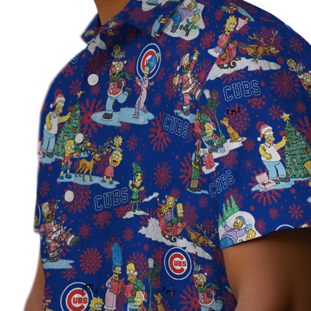 Chicago Cubs Hawaiian Shirt - Simpsons Christmas chicago cubs simpsons christmas blue hawaiian shirts trendy