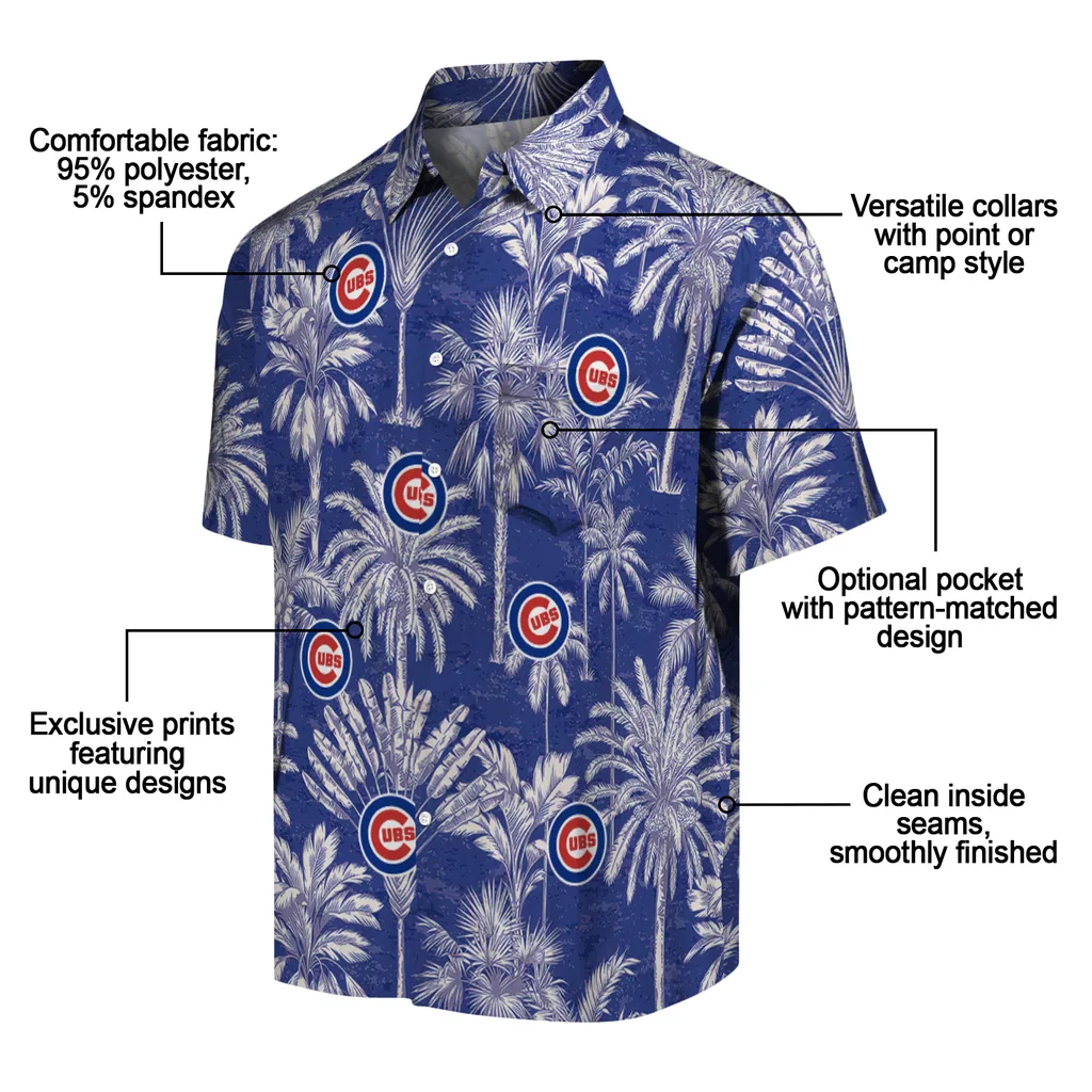 Chicago Cubs Hawaiian Shirt - Vintage Palm Tree chicago cubs palm shadows blue hawaiian shirts new arrival